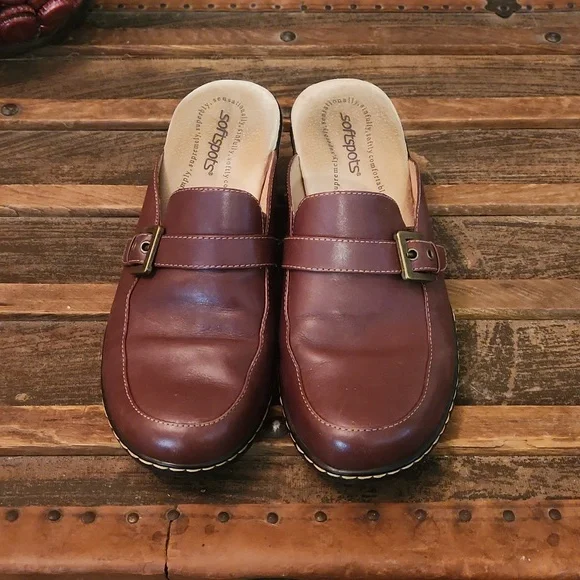 Softspots Brown Leather Loafer Mule - Picture 2 of 10